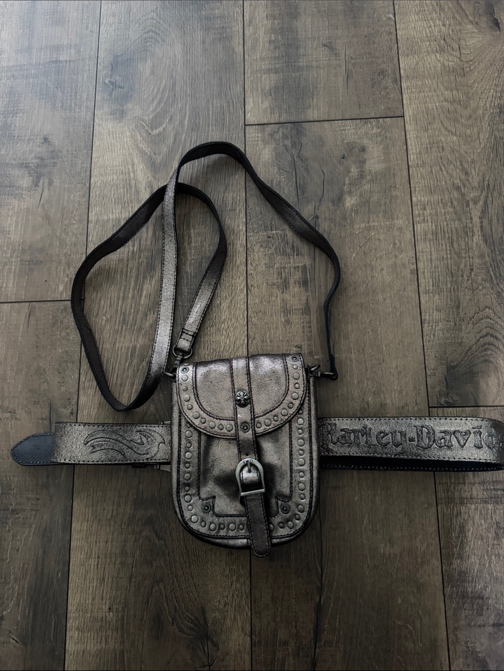 Vintage Y2K Harley-Davidson Metallic Silver Vixen Hip Pouch